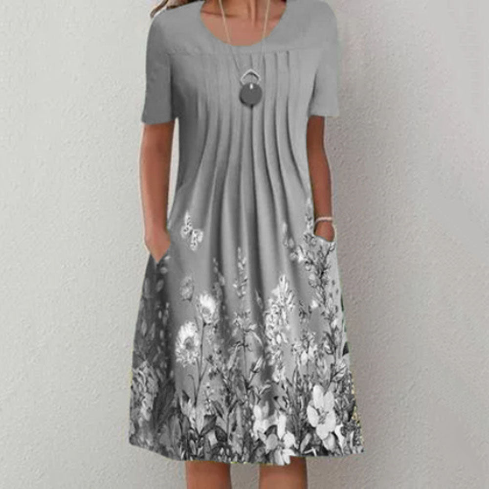 🌸🦋Rochie nouă de damă cu imprimeu cu gât rotund(S-3XL)