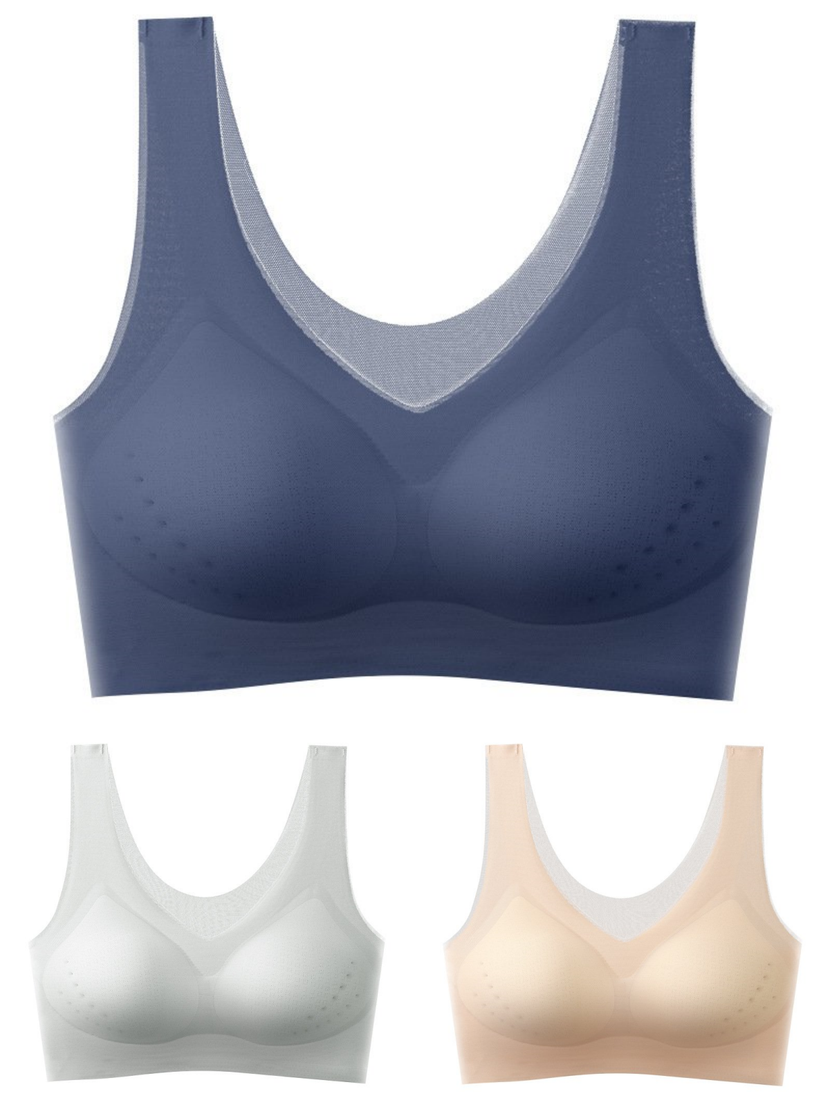 【1 set 3 piese】2025, sutien push-up din mătase de gheață fără cusături