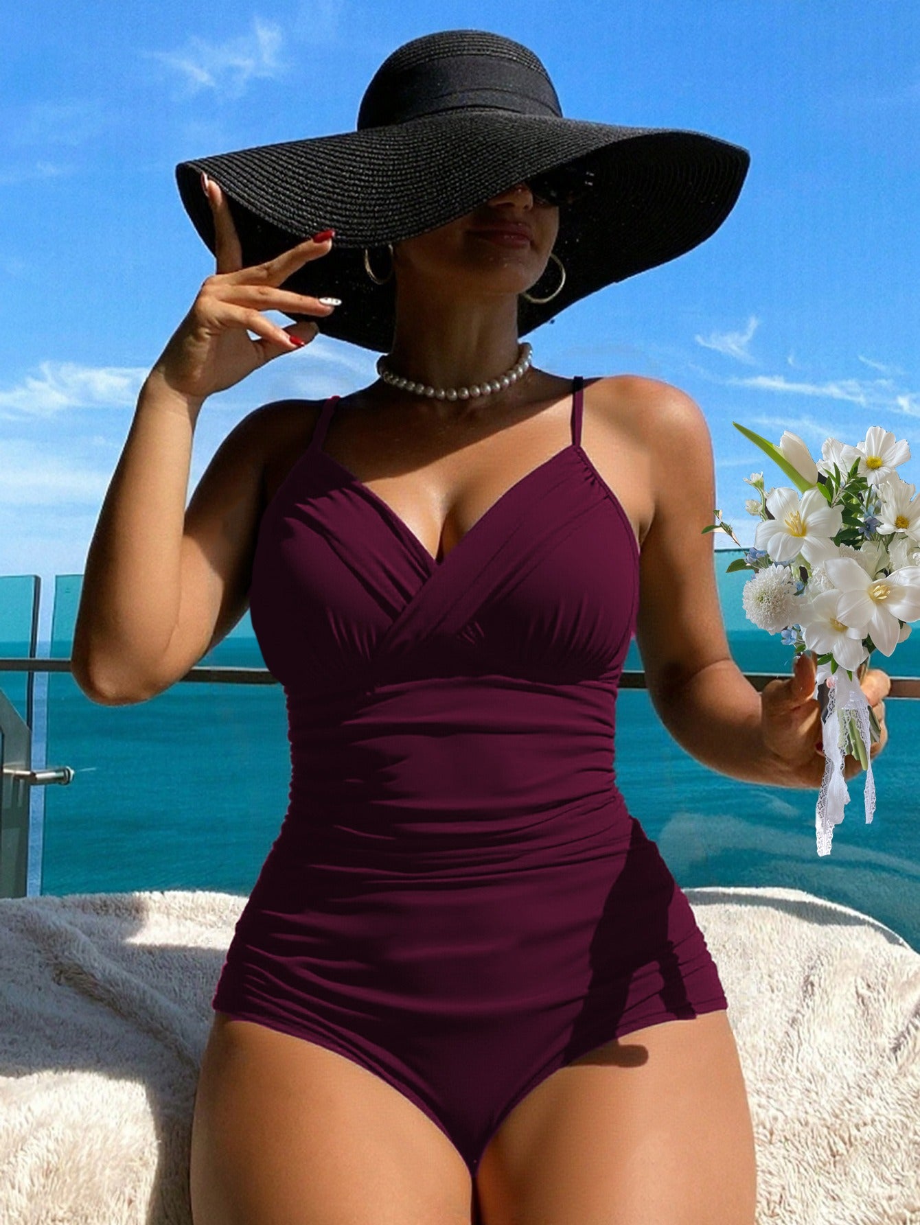 👙【S-2XL】Costum de baie confortabil din două piese cu imprimeu și fundițe