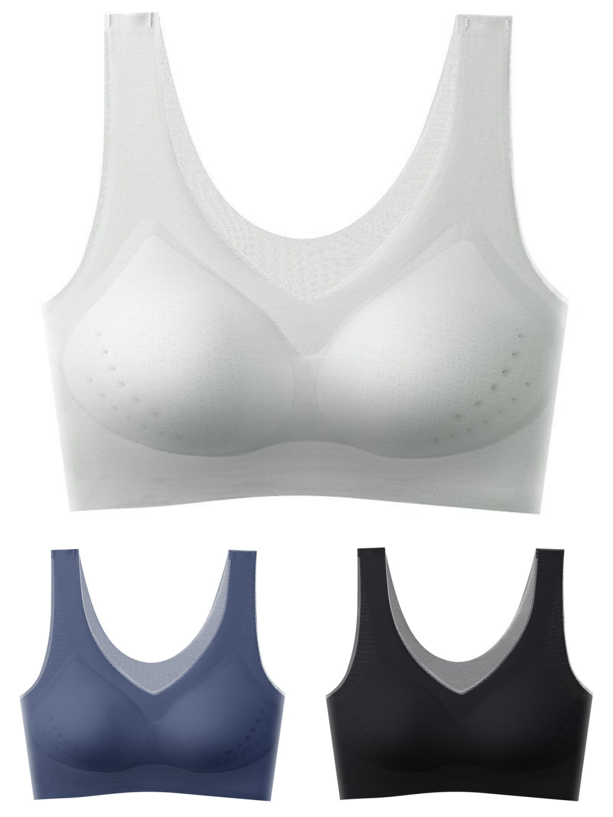 【1 set 3 piese】2025, sutien push-up din mătase de gheață fără cusături