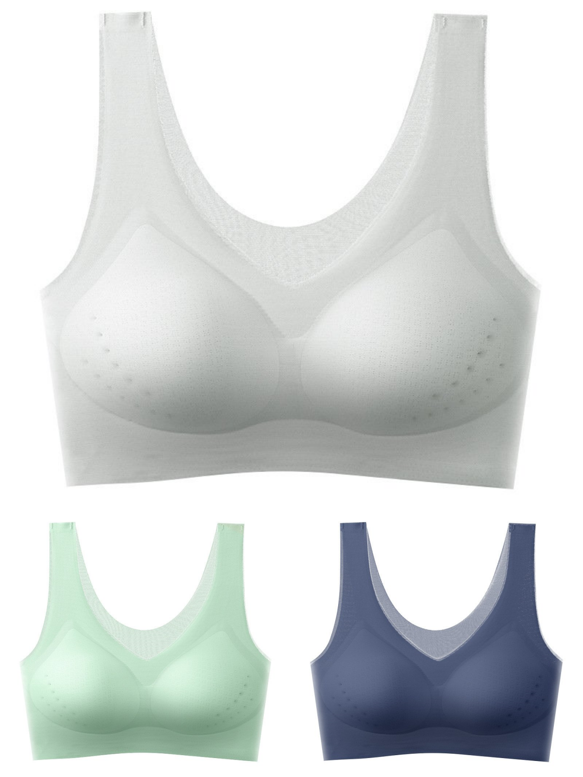 【1 set 3 piese】2025, sutien push-up din mătase de gheață fără cusături