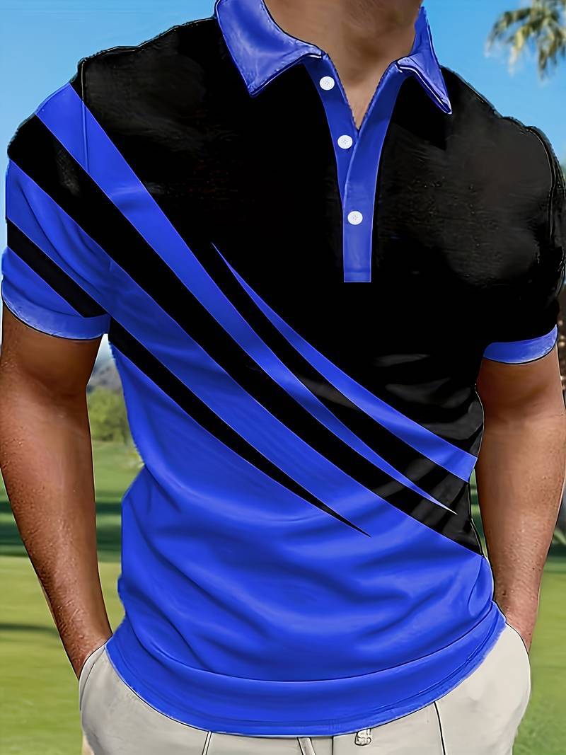 🔥👔【S-6XL】2025 Tricou POLO pentru bărbați cu dungi noi de vară, imprimat 3D