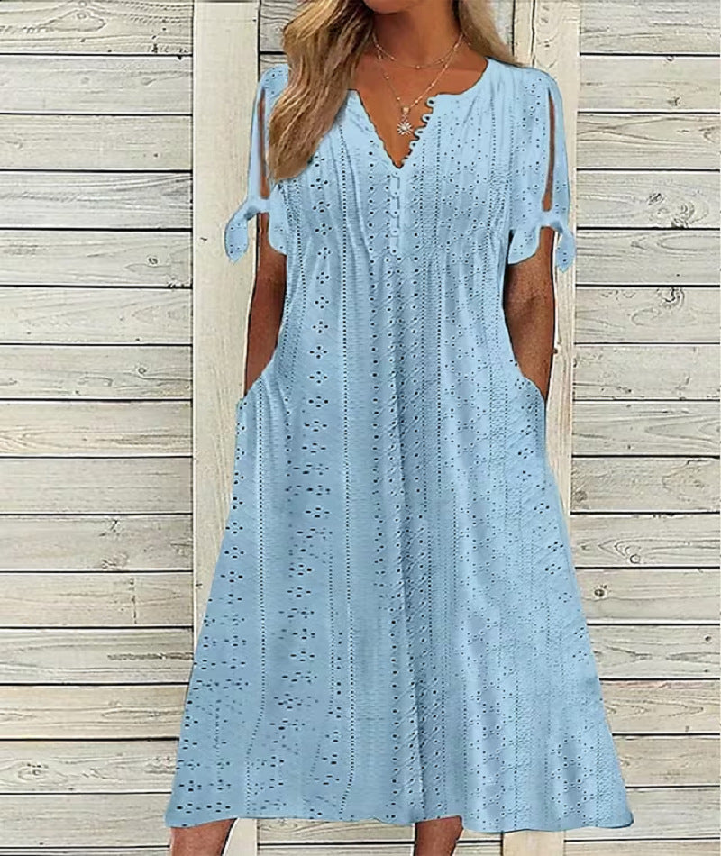【S-3XL】2025 Noua rochie midi din dantela plisata simpla