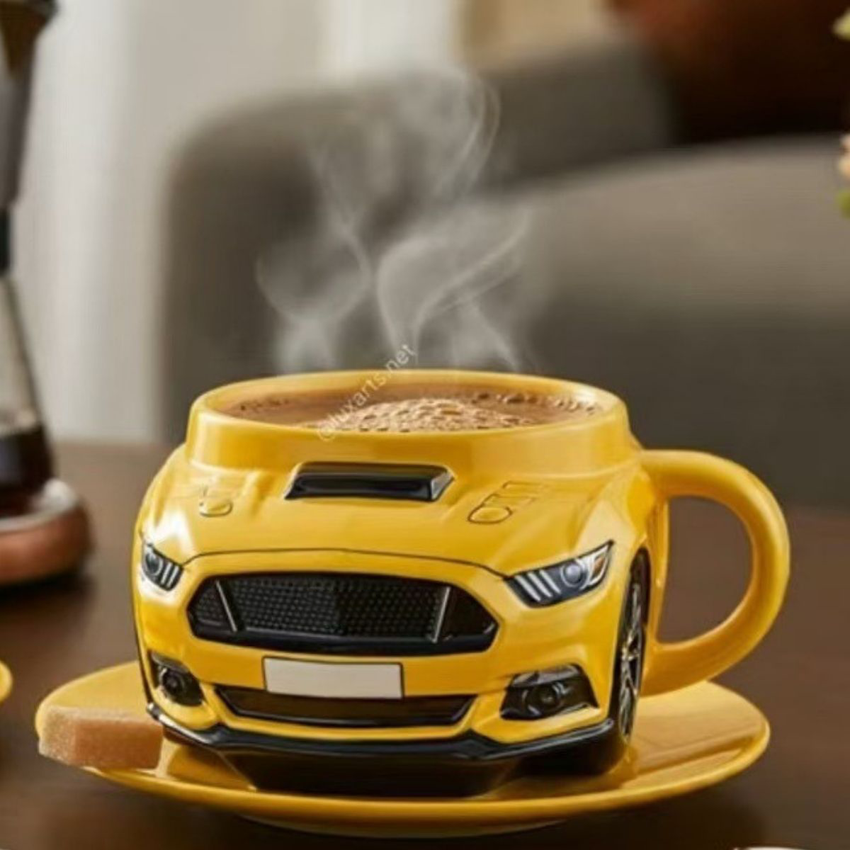 ☕☕Ceașcă de cafea pentru mașini sport cu miez de oțel inoxidabil 304, din rășină