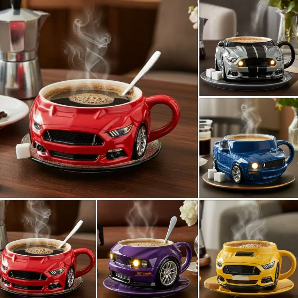 ☕☕Ceașcă de cafea pentru mașini sport cu miez de oțel inoxidabil 304, din rășină
