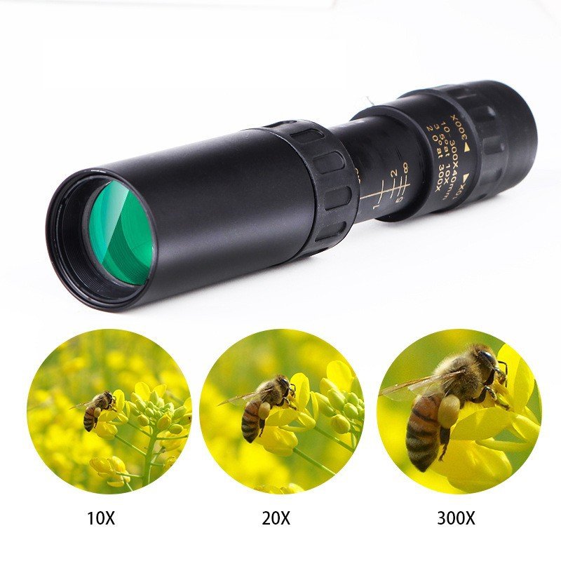 Binoclu portabil puternic cu zoom 10-300X HD Telescop profesional cu rază lungă de acțiune Monoculară lunetă cu vedere nocturnă scăzută pentru vânătoare