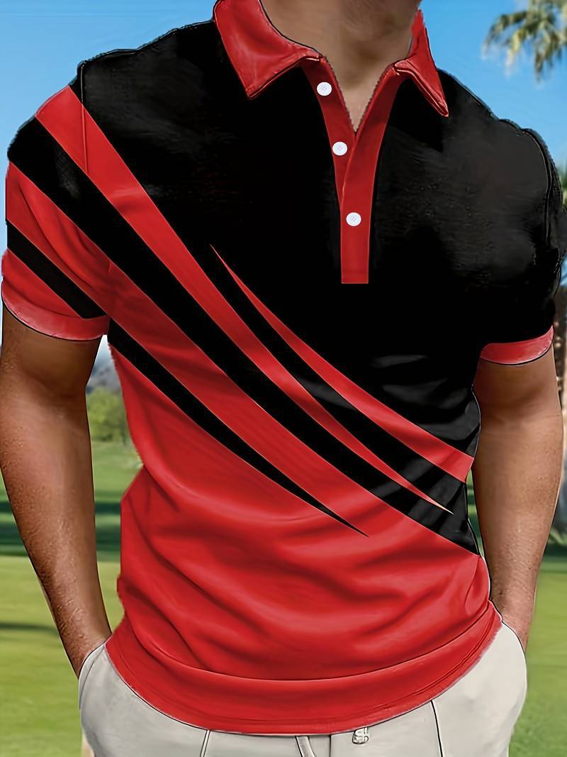🔥👔【S-6XL】2025 Tricou POLO pentru bărbați cu dungi noi de vară, imprimat 3D