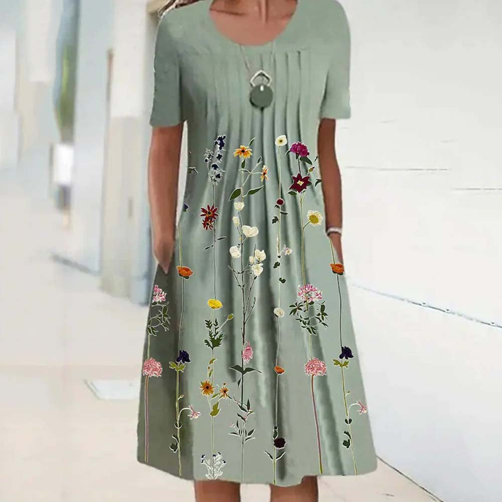 🌸🦋Rochie nouă de damă cu imprimeu cu gât rotund(S-3XL)