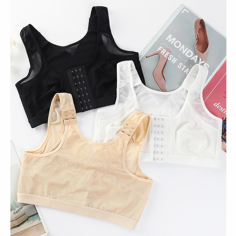 💖【Cumpără 1, primești 2 gratuit】✨Sutien confortabil cu nasturi frontali, fără armătură, mărime mare (40-130 bucăți), bumbac pur, confortabil și respirabil