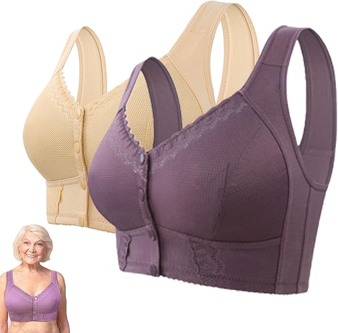 (3buc)💕🎁【45kg-155kg】Sutien supradimensionat, respirabil, din bumbac moale, cu nasturi frontali