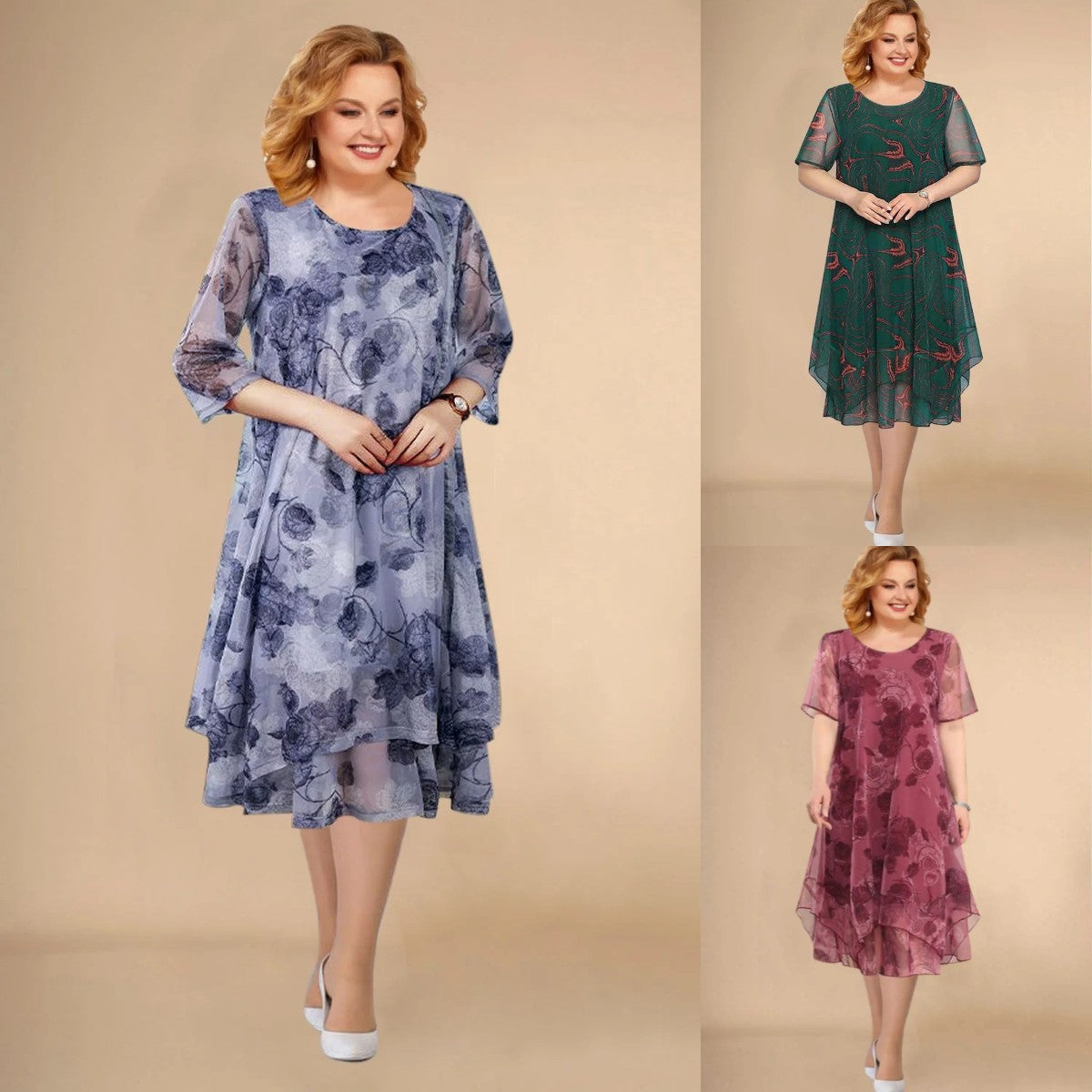 🌺【L-5XL】2025 noua rochie florala din sifon de vara