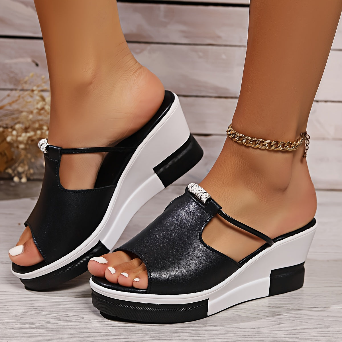 🔥👡Sandale de damă din piele naturală, cu toc compensat, care îmbunătățesc înălțimea