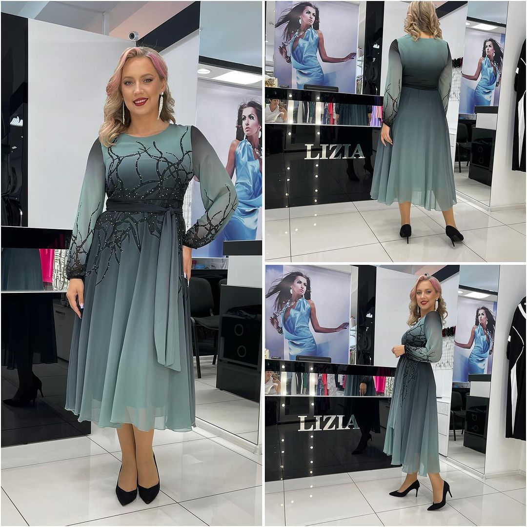 【S-5XL】🔥Fusta de șifon de lux vopsită cu strasuri de toamnă în numerar🔥