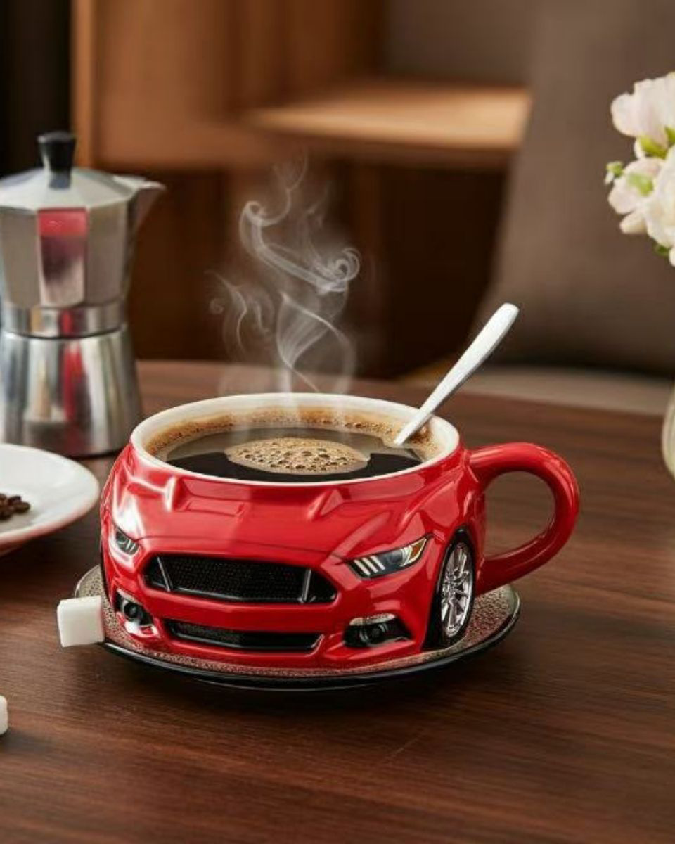 ☕☕Ceașcă de cafea pentru mașini sport cu miez de oțel inoxidabil 304, din rășină
