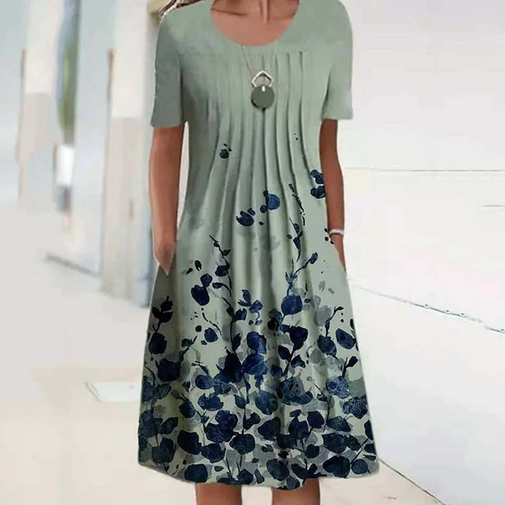 🌸🦋Rochie nouă de damă cu imprimeu cu gât rotund(S-3XL)