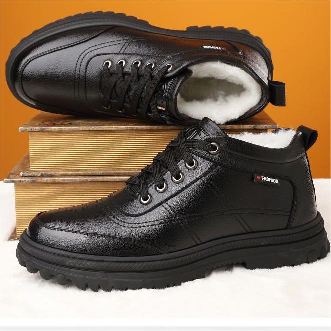 👞【39-44】Iarna îngroșat pufos cald cald talpă groasă pantofi de piele pentru bărbați 3742815