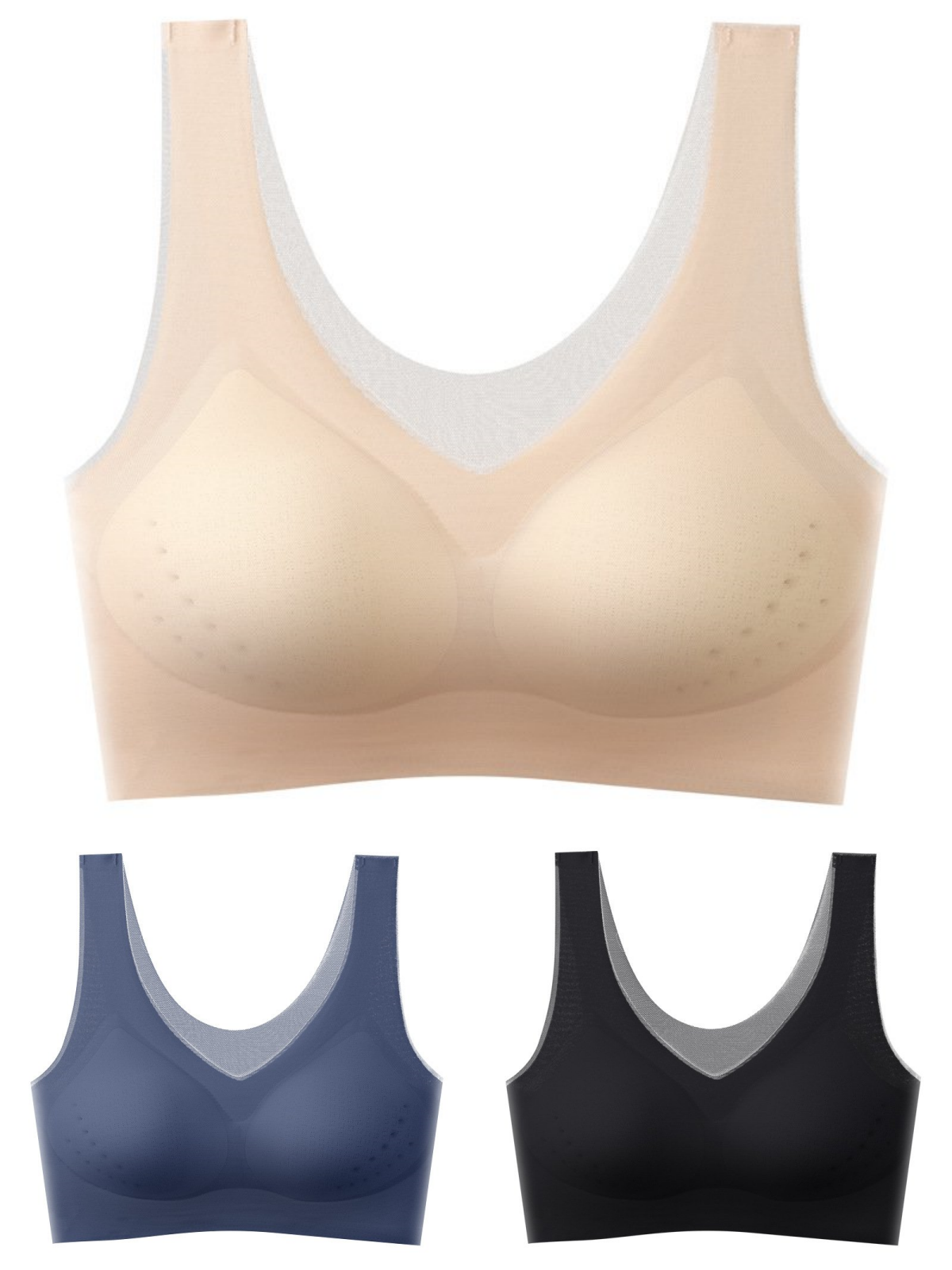 【1 set 3 piese】2025, sutien push-up din mătase de gheață fără cusături