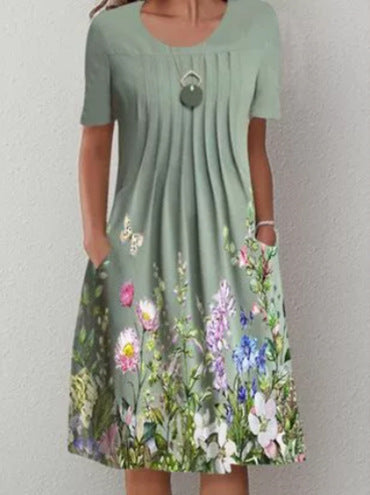🌸🦋Rochie nouă de damă cu imprimeu cu gât rotund(S-3XL)