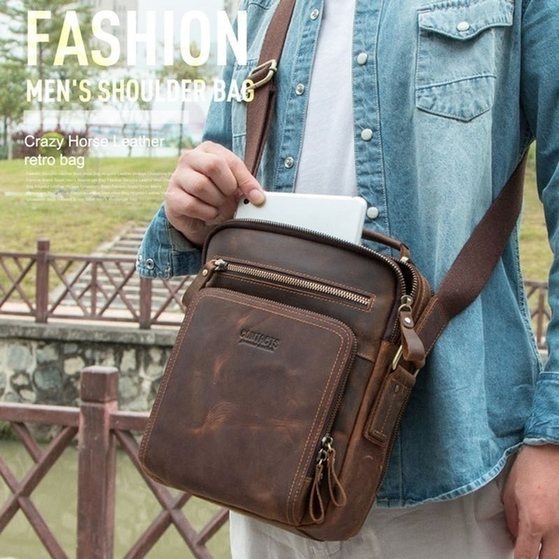 👜【Nou sosire🔥】【Stoc limitat】 Geantă de umăr business casual pentru bărbați, la modă, din piele naturală