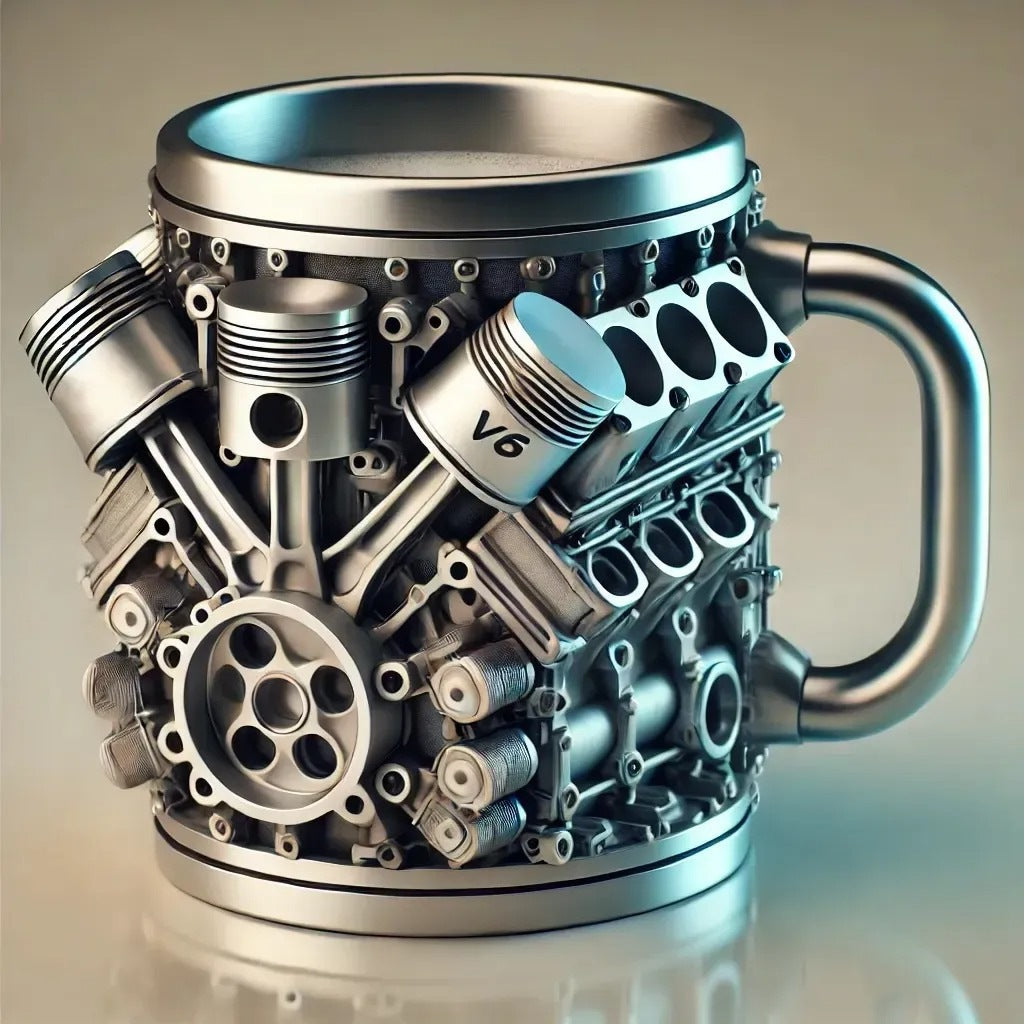 🎁☕ Ceașcă de cafea din oțel inoxidabil Creative Engine V6V8