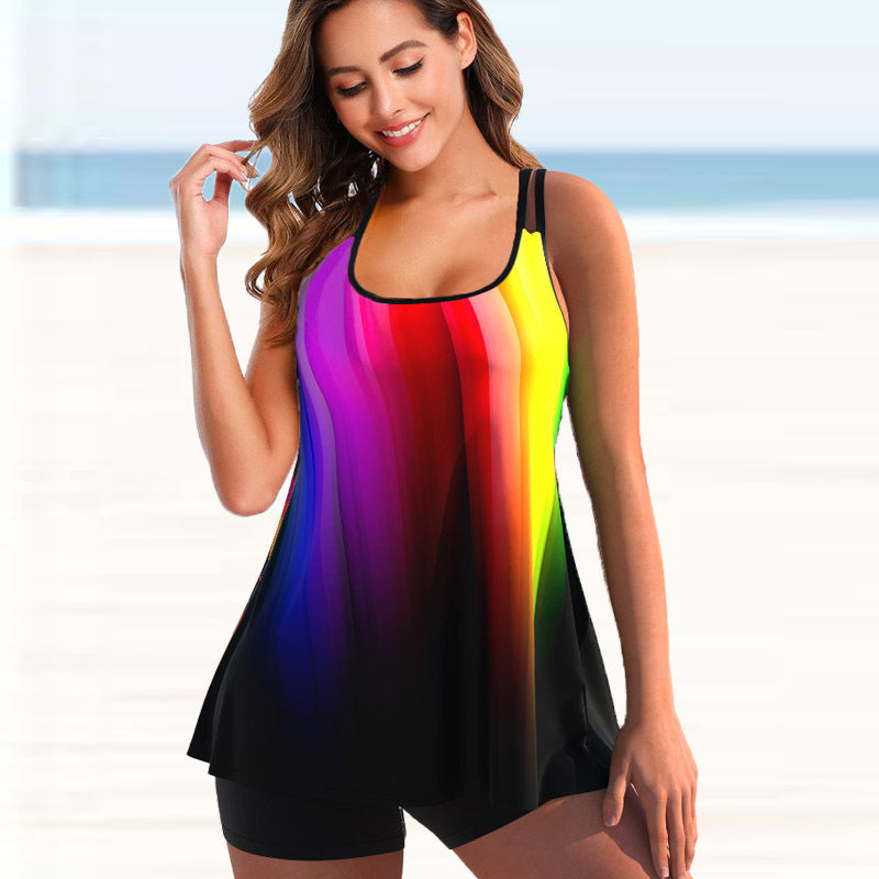 🏊👙🌴【S-5XL】Costum de baie elegant, mărime mare, cu imprimeu