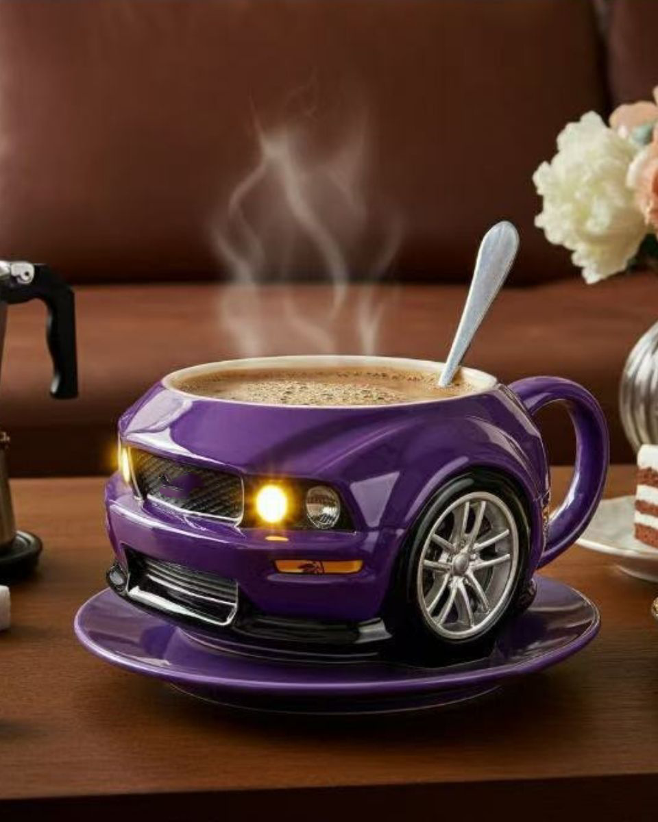 ☕☕Ceașcă de cafea pentru mașini sport cu miez de oțel inoxidabil 304, din rășină