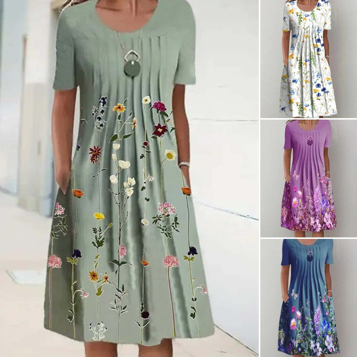 🌸🦋Rochie nouă de damă cu imprimeu cu gât rotund(S-3XL)