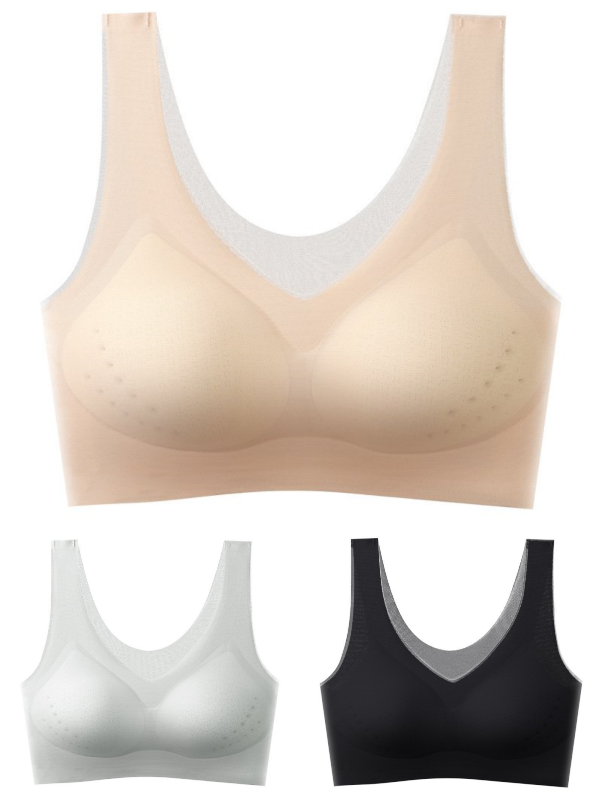 【1 set 3 piese】2025, sutien push-up din mătase de gheață fără cusături