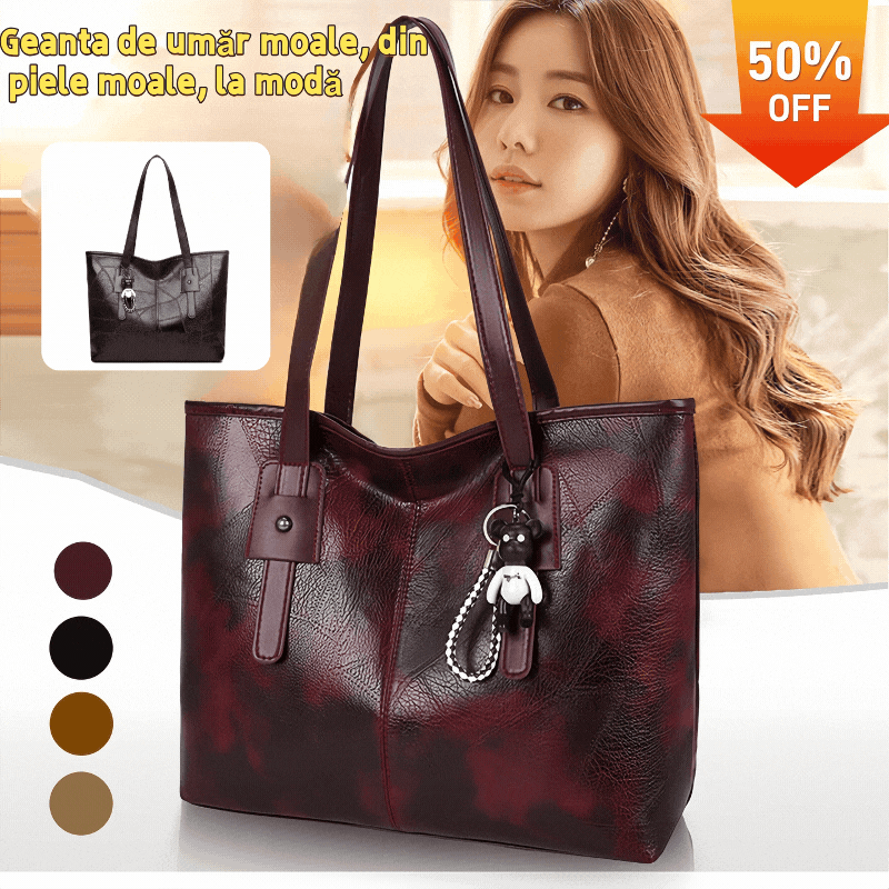👜Geanta de umăr moale, din piele moale, la modă ✨Gantă extraordinară de capacitate mare✨