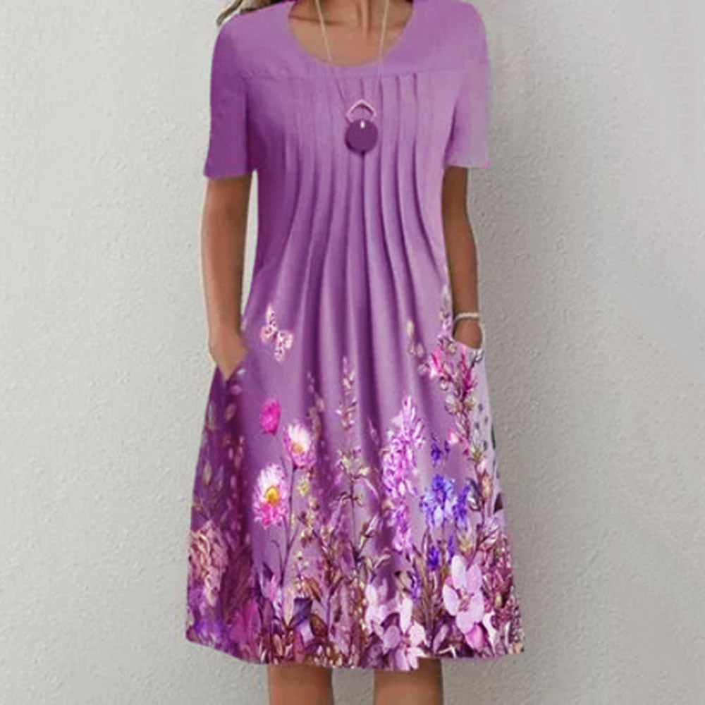 🌸🦋Rochie nouă de damă cu imprimeu cu gât rotund(S-3XL)