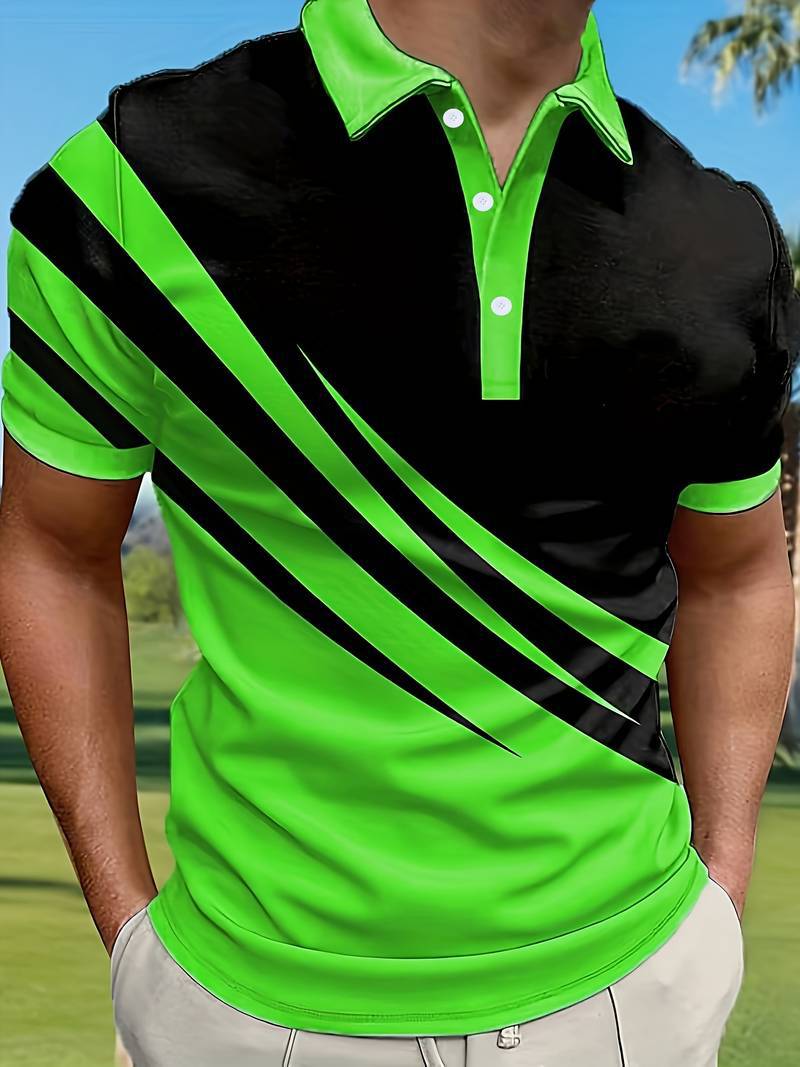🔥👔【S-6XL】2025 Tricou POLO pentru bărbați cu dungi noi de vară, imprimat 3D
