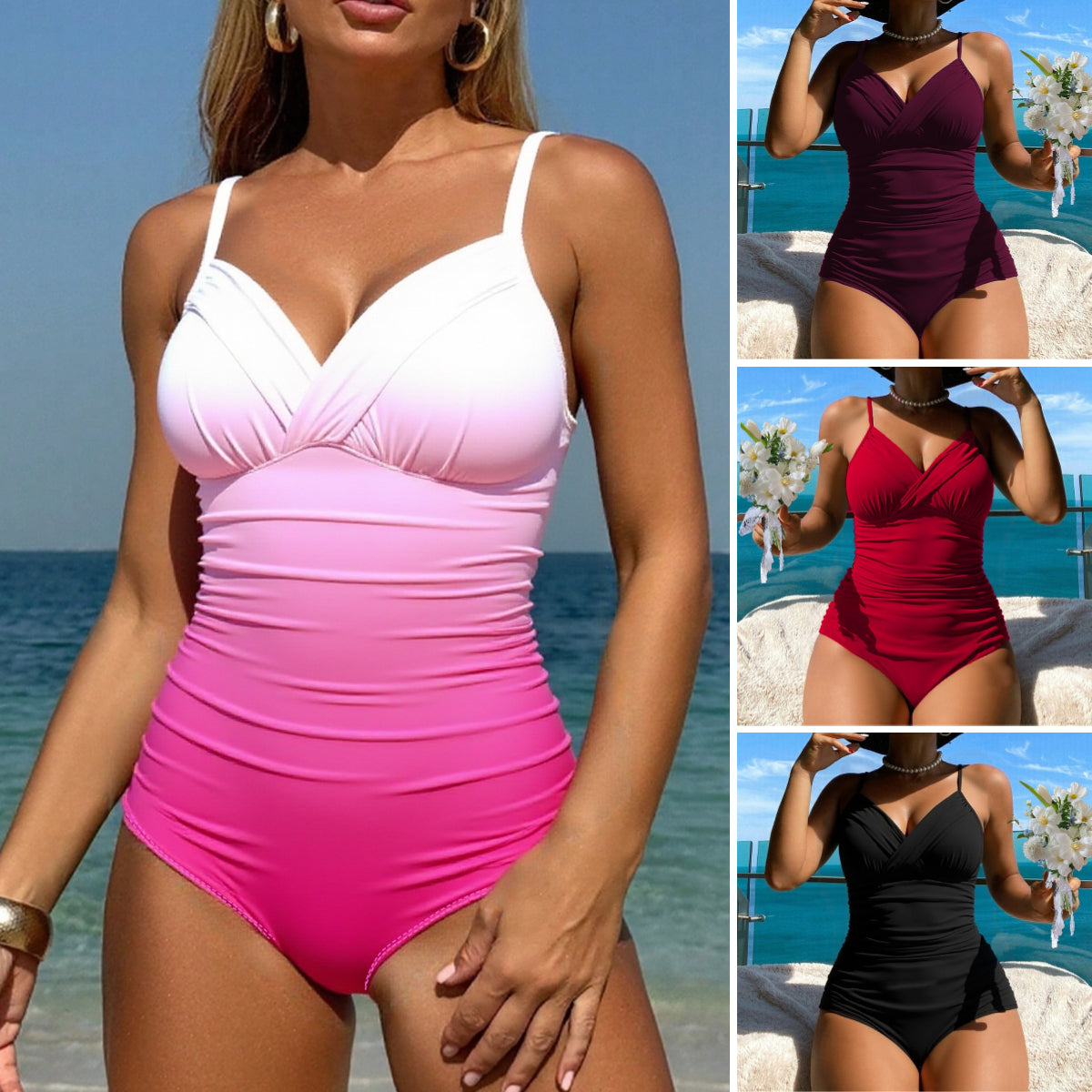 👙【S-2XL】Costum de baie confortabil din două piese cu imprimeu și fundițe