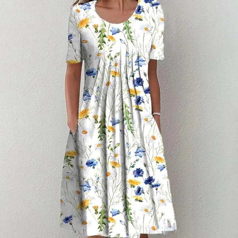 🌸🦋Rochie nouă de damă cu imprimeu cu gât rotund(S-3XL)