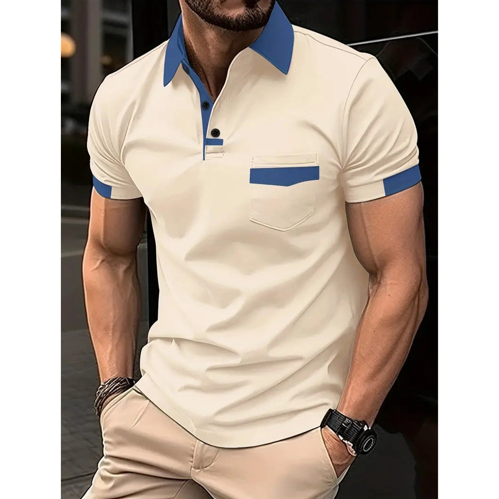 Tricou polo de buzunar color-bloc pentru bărbați tricou polo sport