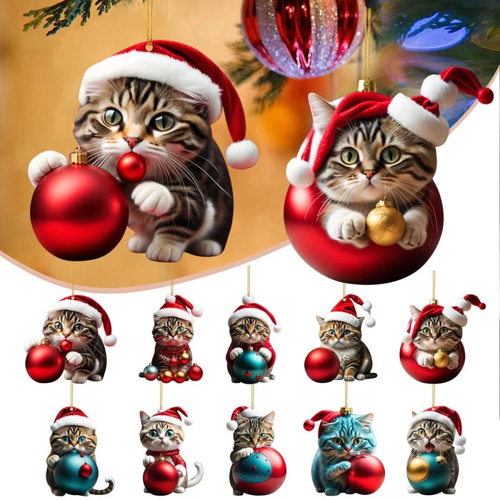 🔥【45% OFF】🎄10 buc😻 Ornamente pentru pomul de Crăciun pentru pisicuță. Ornamente pentru pisici suspendate