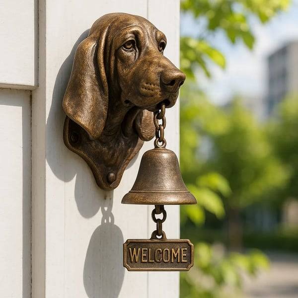 Ornament pentru sonerie în formă de câine, perfect pentru decorarea ușii de la intrare sau a grădinii.