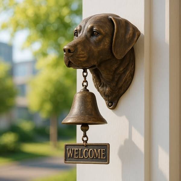 Ornament pentru sonerie în formă de câine, perfect pentru decorarea ușii de la intrare sau a grădinii.