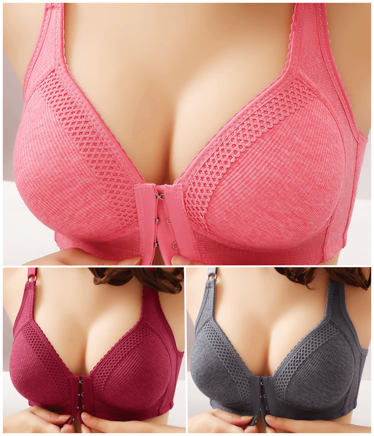 💥【Pachet de 3】🔥❤️Sutien push-up de înaltă calitate, fără cusături, la modă și sexy, previne căderea