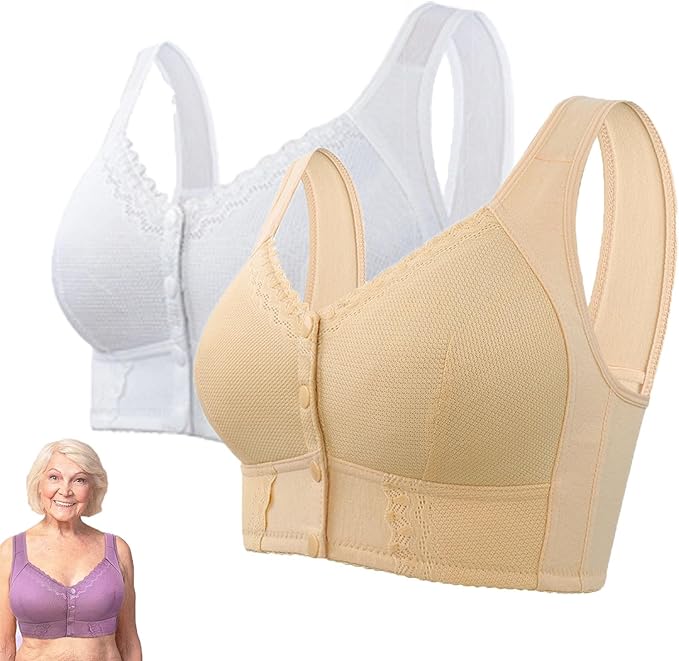 (3buc)💕🎁【45kg-155kg】Sutien supradimensionat, respirabil, din bumbac moale, cu nasturi frontali