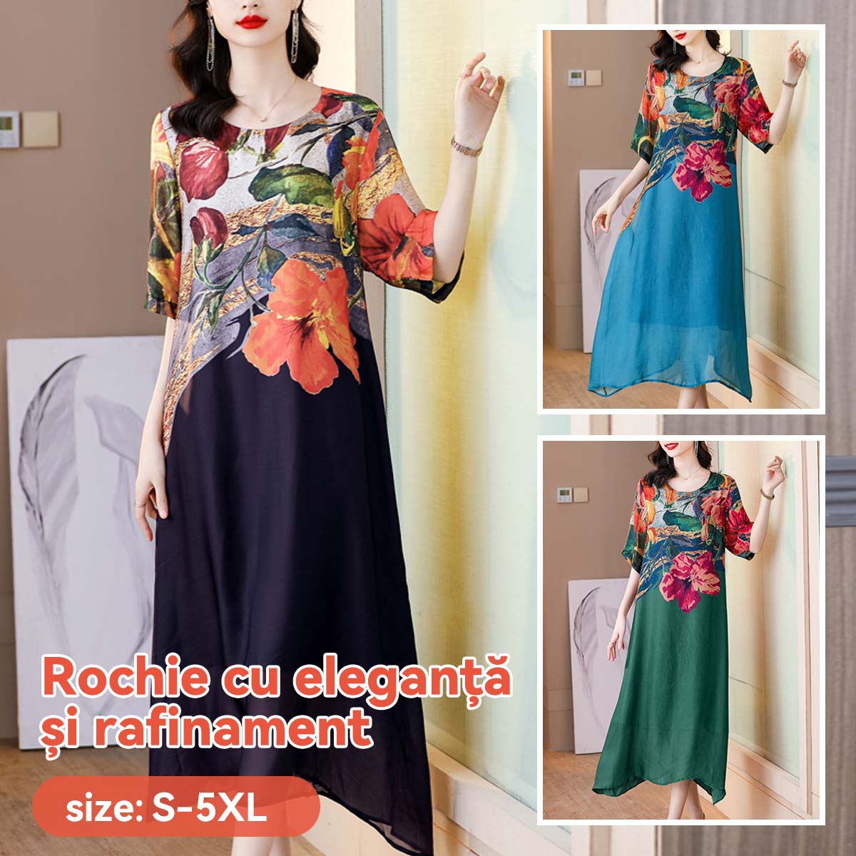 ššćM-5XLćRochie elegantÄ imprimatÄ