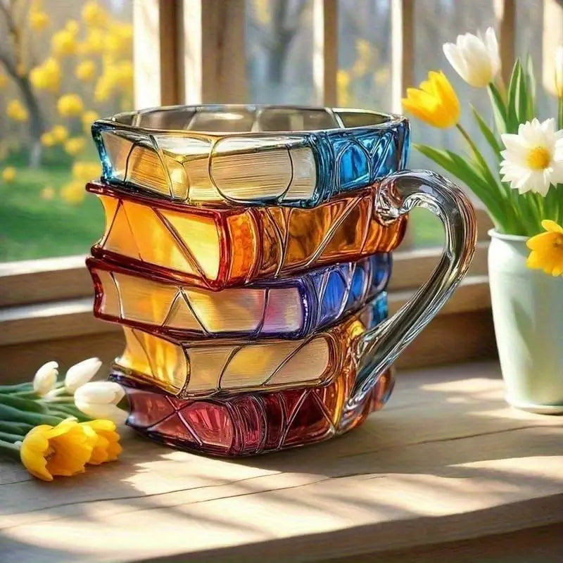【Cumpărați unul și primiți unul gratuit】📚Ceașcă de cafea pictată 3D în formă de carte