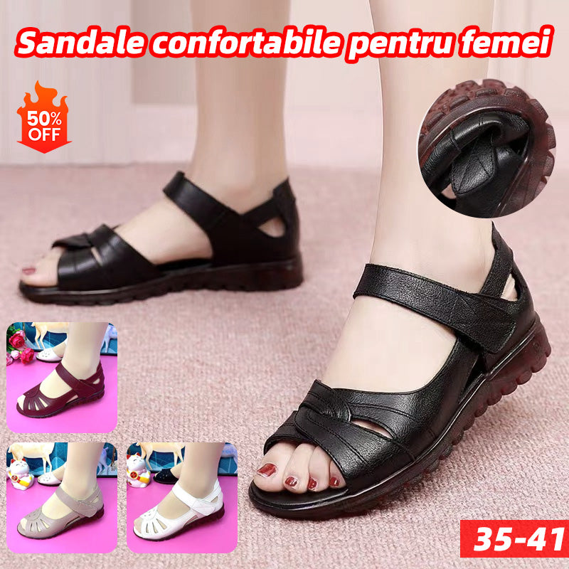 【🔥Promoție - 50% reducere】【35-41】Sandale confortabile de damă din piele naturală, noul model de vară cu talpă moale