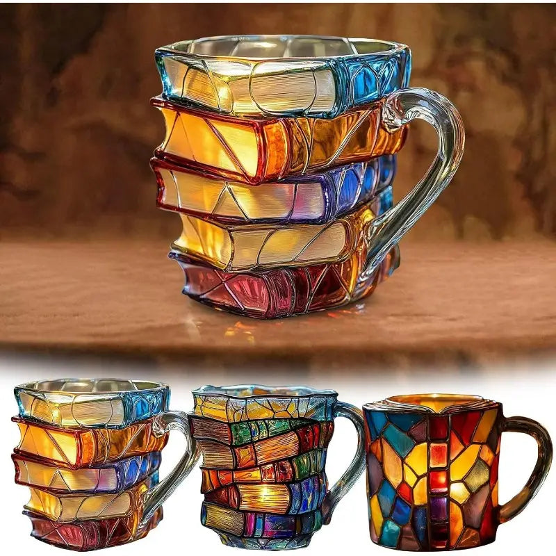 【Cumpărați unul și primiți unul gratuit】📚Ceașcă de cafea pictată 3D în formă de carte