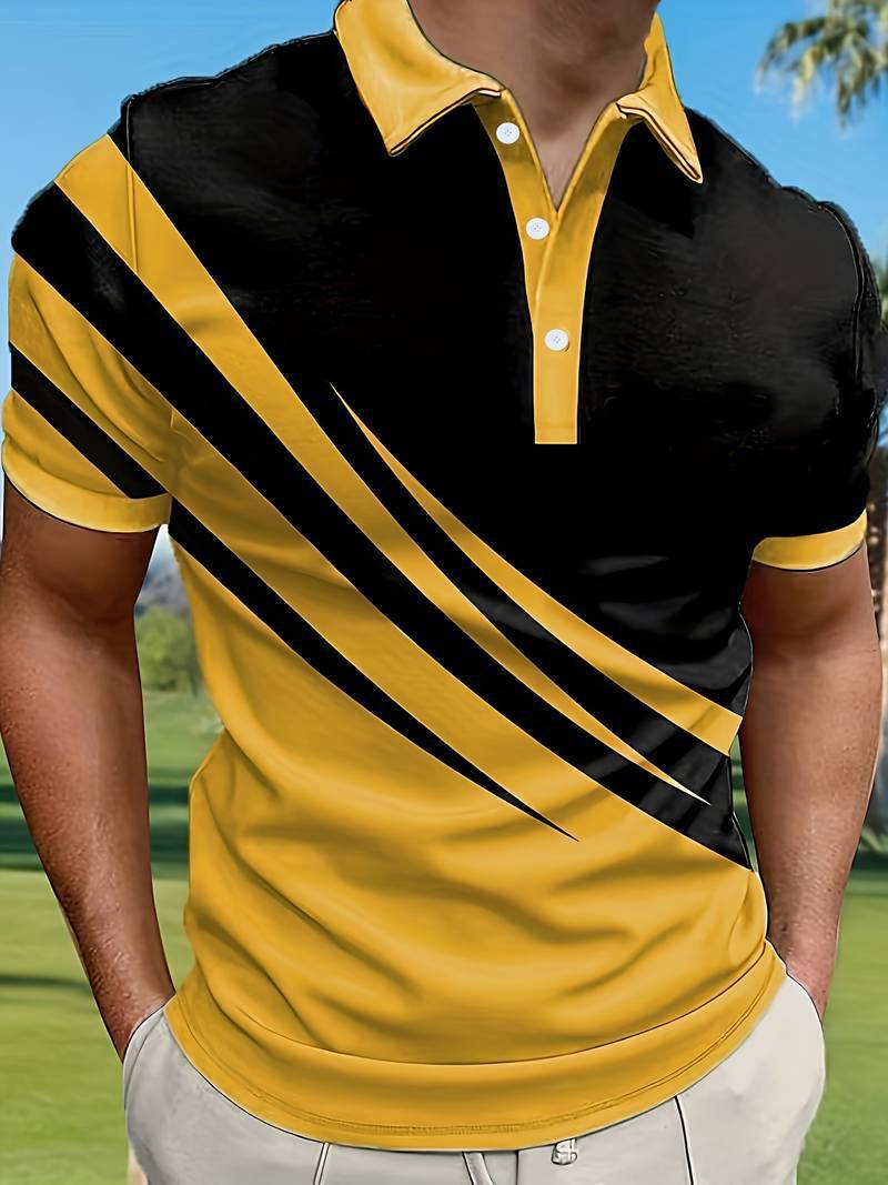 🔥👔【S-6XL】2025 Tricou POLO pentru bărbați cu dungi noi de vară, imprimat 3D