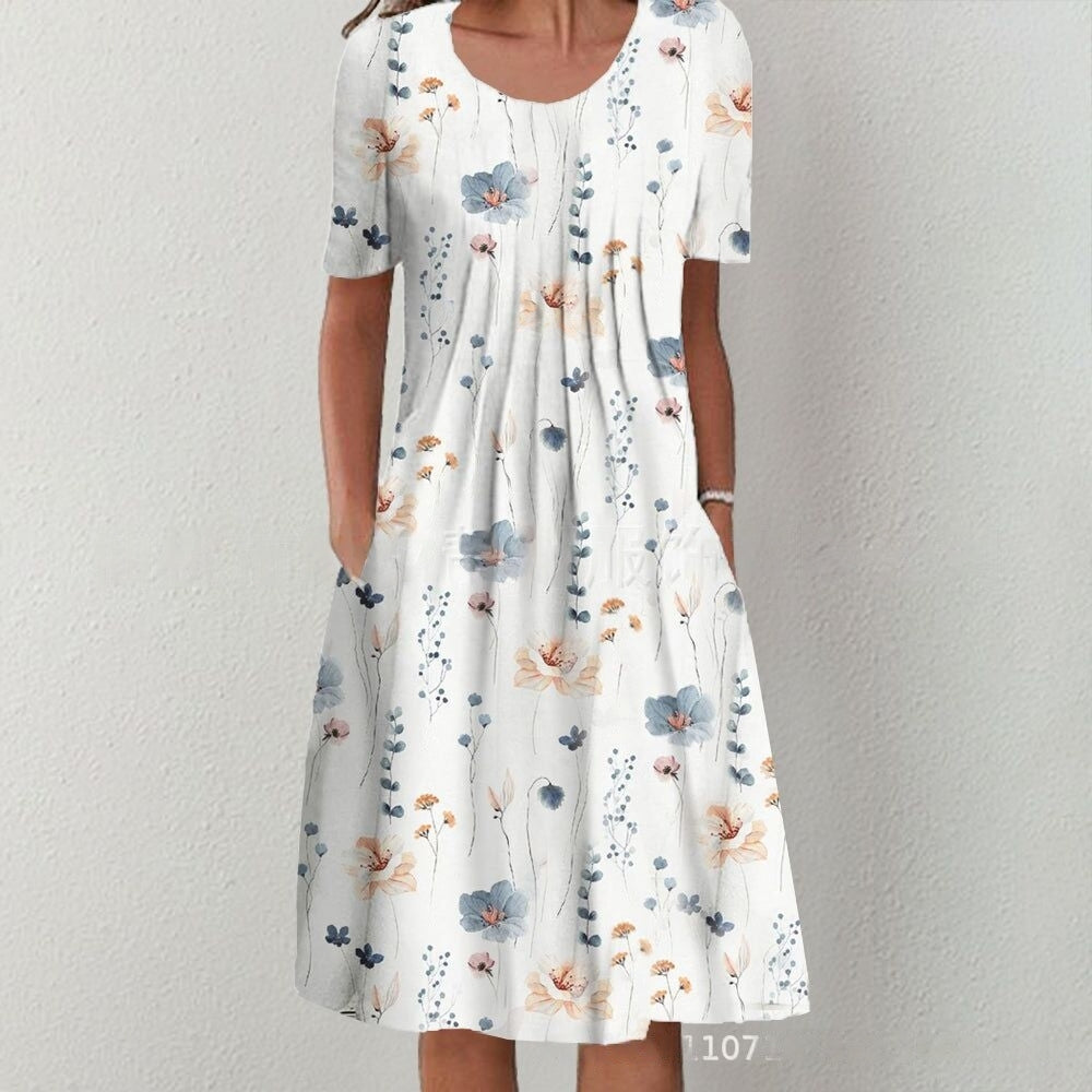 【30 OFF %】💗2025 noua rochie midi dreapta imprimeu gradina