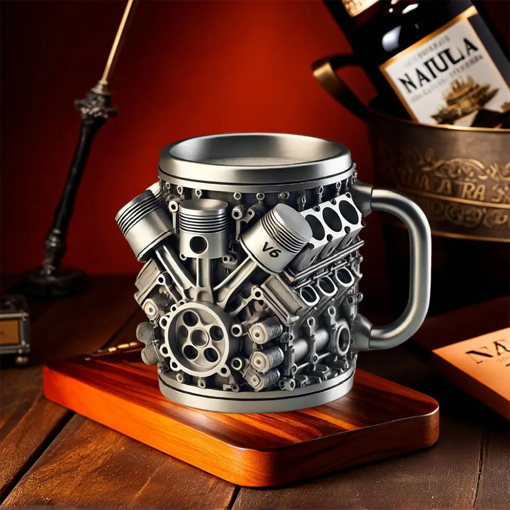 🎁☕ Ceașcă de cafea din oțel inoxidabil Creative Engine V6V8