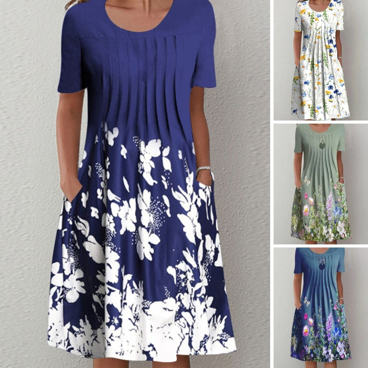 🌸🦋Rochie nouă de damă cu imprimeu cu gât rotund(S-3XL)