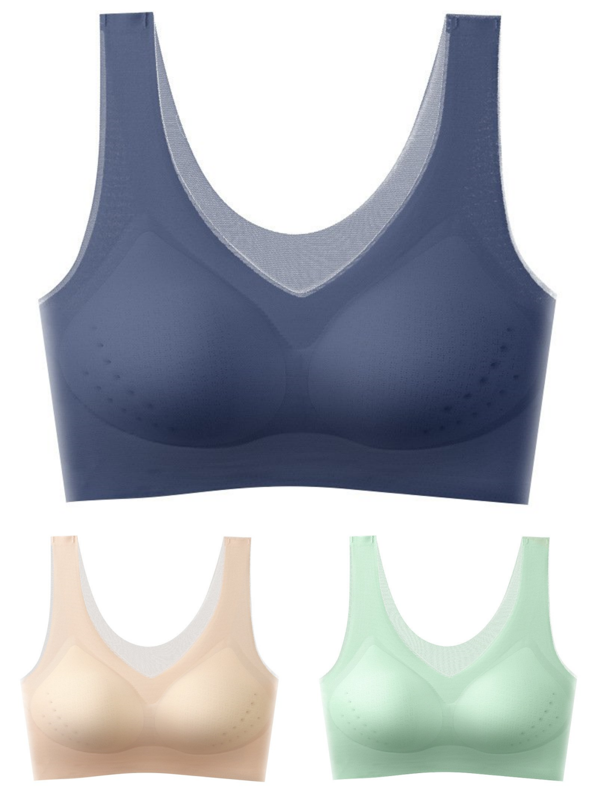 【1 set 3 piese】2025, sutien push-up din mătase de gheață fără cusături