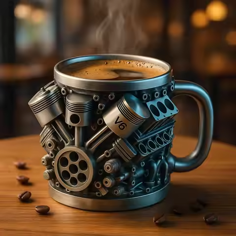 🎁☕ Ceașcă de cafea din oțel inoxidabil Creative Engine V6V8