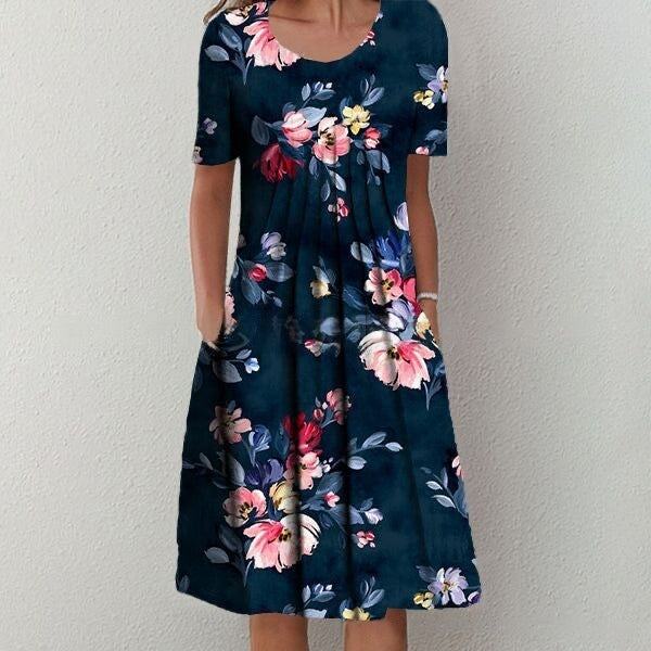 【30 OFF %】💗2025 noua rochie midi dreapta imprimeu gradina